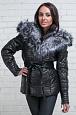 Женская кожаная куртка с отделкой из меха чернобурки фото №5