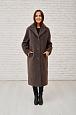 Стильная шуба-пальто из шерсти темно-коричневого цвета фото №3