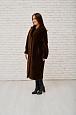 Удлиненная шуба-пальто из шерсти коричневого цвета фото №6