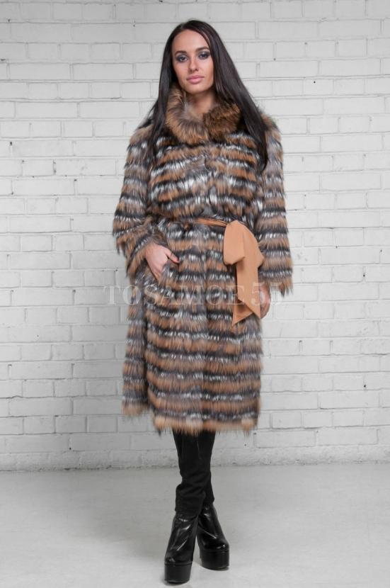 Пальто из чернобурки с енотом фото №6