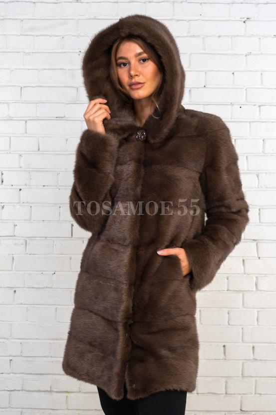 Норковая шуба светло-коричневая с капюшоном - купить за 83 000 руб в  интернет магазине tosamoe55.ru | Артикул: 13-19