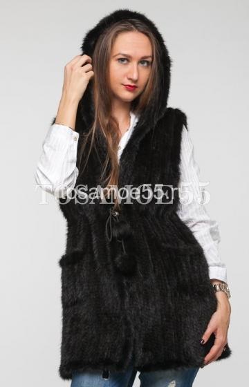 Жилет из норки с поясом