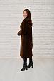 Удлиненная шуба-пальто из шерсти коричневого цвета фото №2