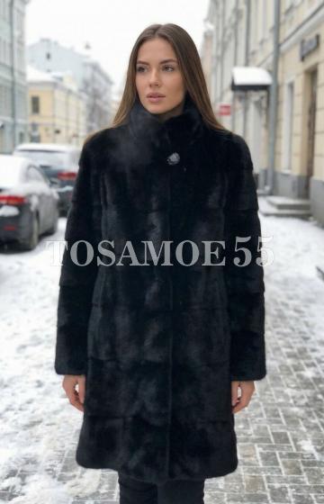 Черная норковая шуба поперечка